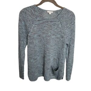 J. Jill Pure Jill Turquoise Blue Gray Marled Linen Blend Crewneck Sweater XS NWT